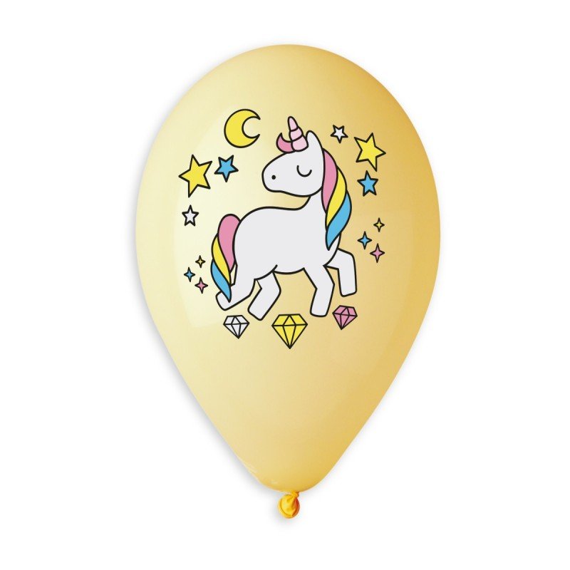 Sweet Unicorn Pastel Yellow 13" Round Balloon - PoundToys